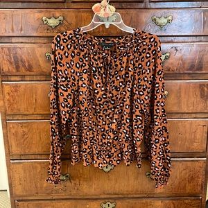Sanctuary Leopard Print, Brown, Pink and Black Blouse.